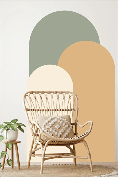 Atalya Reklam ve Tasarım Premium Bohem Oval Boho 3'lü Duvar Stickerı UV SOLMAZ BASKILI