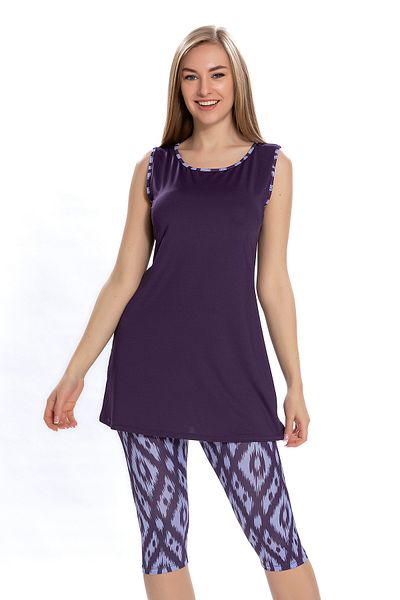 REMSA Semi-Closed Swimsuit with Zero Sleeve Leggings 3151-23 Purple
