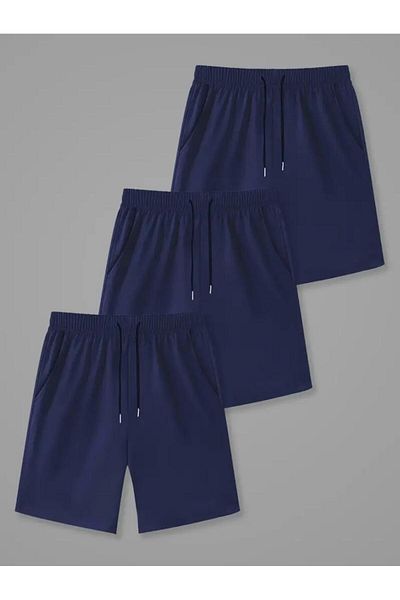 yg ydn giyim Καλοκαιρινό σορτς με τσέπες 3 τεμαχίων Navy Blue Άνετο κομμένο μαλακό ύφασμα με ελαστική μέση