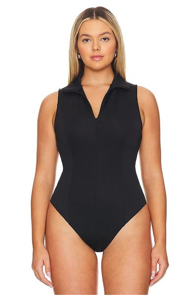 heyy collection Body cu mânecă zero cu fermoar cu gât rotic