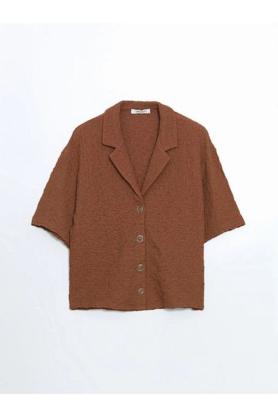 LC Waikiki Γυναικείο πουκάμισο με υφή LCW Vision Ecru Loose Fit