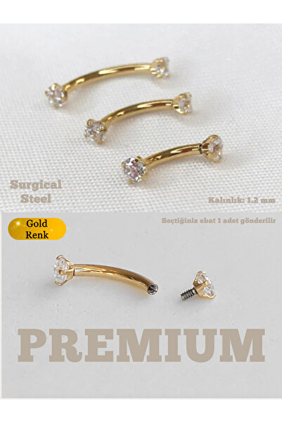 Karınca Piercing Premium Zirkon Taşlı Piercing Gold Kaş Rook Tragus Helix Snug Daith Conch Smiley Septum Göbek Nipple