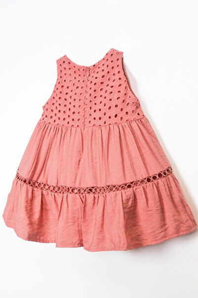 Numuu Embroidered and Embroidered Lined Summer Sleeveless Baby Girl Dress