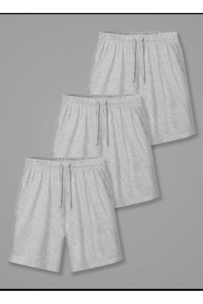 yg ydn giyim 3-Piece Gray Color Comfortable Fit Soft Fabric Summer Shorts with Elastic Waist and Pockets