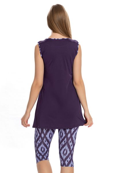 REMSA Semi-Closed Swimsuit with Zero Sleeve Leggings 3151-23 Purple