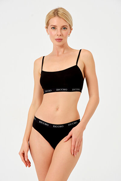 ZICCHO طقم بوستير ولباس داخلي نسائي من القماش المضلع مكون من قطعتين