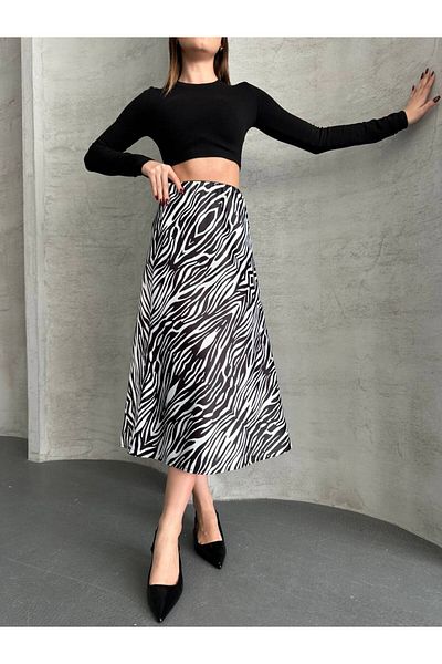 asur boutique Fusta de damă Asur Boutique din satin cu talie elastică