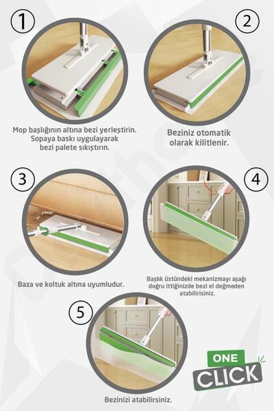 Digithome One Click Akıllı Mop Paleti Xl 32cm Mop El Değmeden Islak Havlu Ve Bez Kullan At Ot