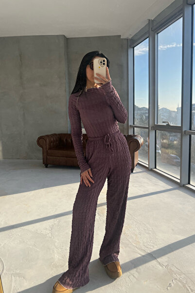 Seda Yalçın Atelier Lilac Color Textured Spring Basic Comfortable Set