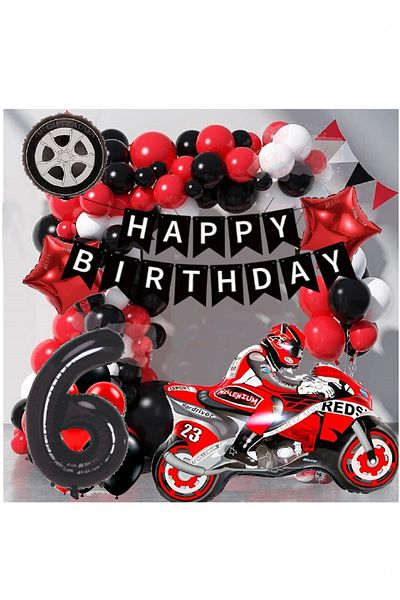 BİDOLUMUTLULUK Birthday Motorcycle Party - Age Numeral Fun Celebration Set