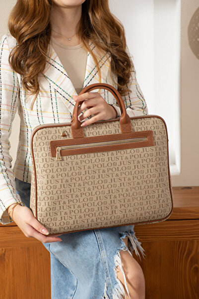 Just Polo Monogram Patterned Briefcase and Laptop Bag