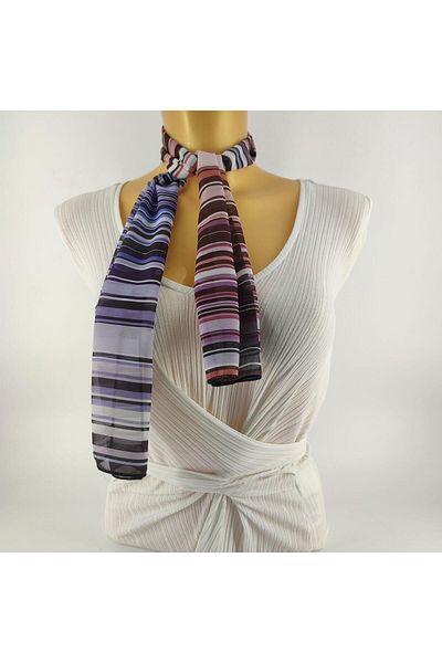Tedz Collection Paredora Purple Lilac Striped Short Scarf