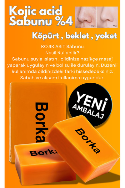 BORKA Kojik asit İçeren Zerdeçal sabunu gözenek sıkılaştırıcı peeling etkili ...