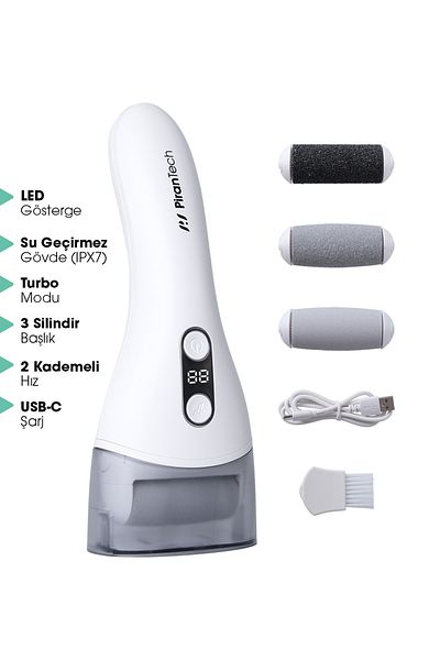 pirantech Bcm-1138T Waterproof Foot Care File with Led Display Indicator Turbo Mode