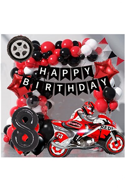 BİDOLUMUTLULUK Motorsiklet Yaş Rakamlı Doğum Günü Konsepti Parti Eğlence Kutl...