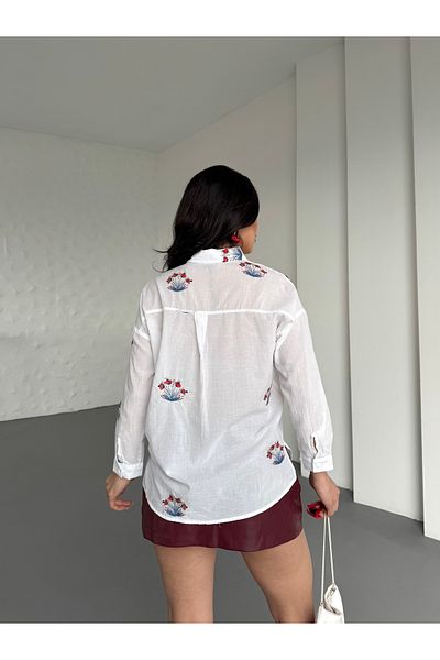 Mine'nspolo Cămașă de vară elegantă cu detaliu de broderie florală