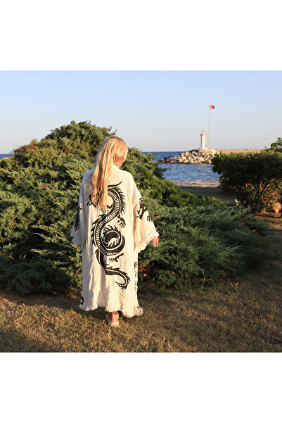 Citys Yoga Siyah Ejderha Kimono