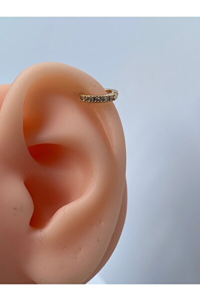kurukafagift Lobe Kıkırdak Helix Rook Piercing Halka Gold Taşlı