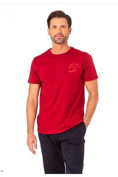 Pierre Cardin Set pijamale din bumbac pieptănat pentru bărbați roșu Claret - Pantaloni scurti RO.Z.60.EL.79.T