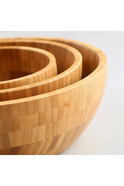 morponi Bamboo 3-Piece Salad and Presentation Bowl - Decorative Nordic Bowl