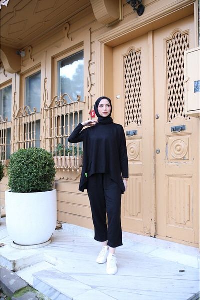 İpeksi Women's Two Thread Viscose Cotton Fabric Double Set with Crest Detail