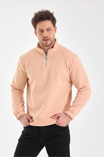FİHA Ανδρικός γιακάς με μισό φερμουάρ Sweat Salmon