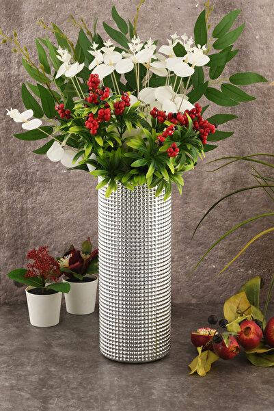 ANGDESİGN Angdesign Crystal Vase with Silver Plated