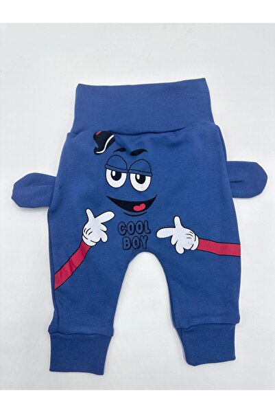 Egelite ERKEK BEBEK YENİ DOĞAN KULAKLI COOL BOY BASKILI 2'Lİ BEBEK 0-3-6-9-12 AY TEK ALT- PANTALON - TAYT