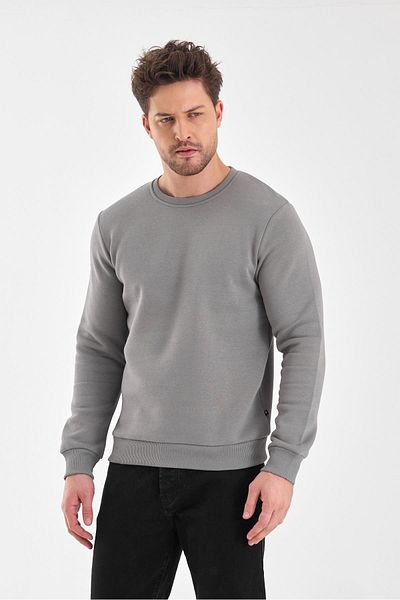 FİHA /9089-МЪЖКИ СУИТШЪР С РАЗШИВЕНА ЯКА - СИВ