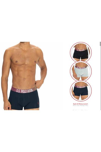 U.S. Polo Assn. Bărbați, licențiat USPA, Boxer cu triunghi (negru-gri-melange-albastru închis)