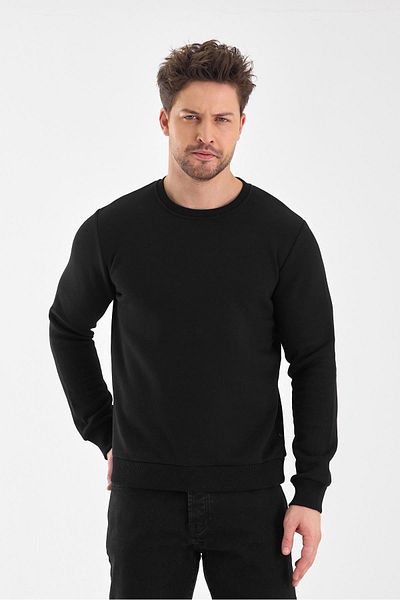 FİHA /9089-Men's Sharted Zero Collar Sweat - Black