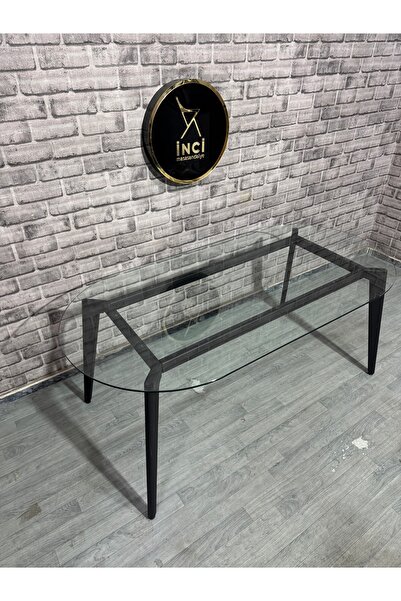İnci Lazer Kesim Siyah Salon Mutfak Çalışma Masa Ayağı (Cam Hariç)
