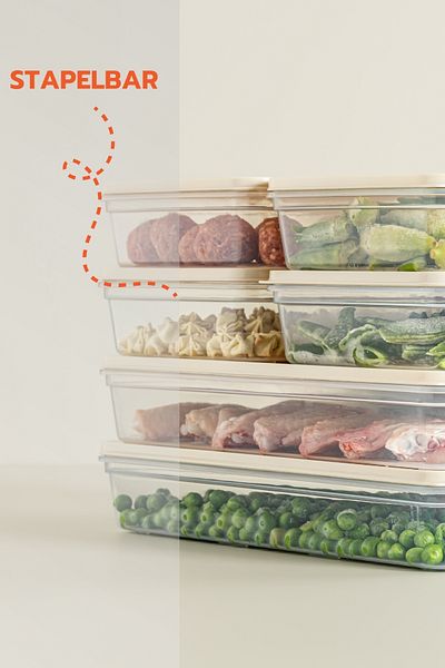 Ginza Maison 4-TEILIGES 2400 ML KÜHLSCHRANK-AUFBEWAHRUNGSBOX, FRISCHEBOX CREME