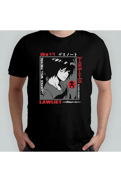 Pixxa Death Note Anime Manga - Μπλουζάκι από 100% βαμβακερό λαιμόκοψη μοντέλο 1