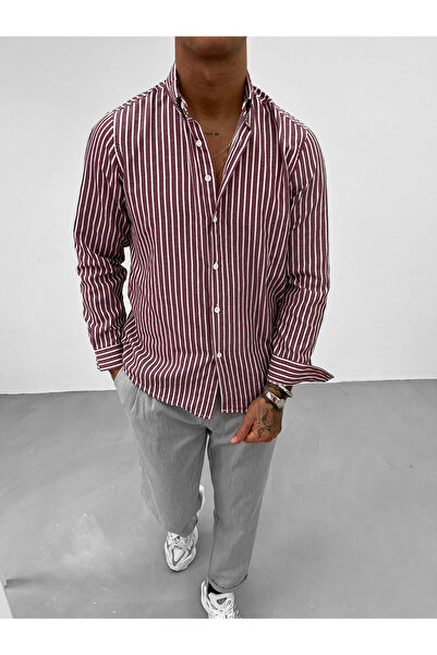 King Brothers Ανδρικό ριγέ μακρυμάνικο πουκάμισο με λεπτή εφαρμογή