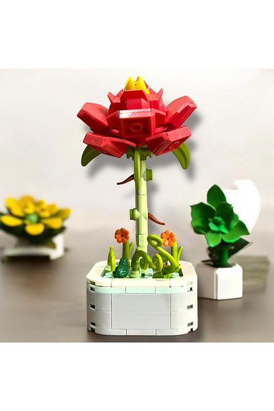 DOSTOYS 114 Pieces Peony Flower Building Kit - Realistic and Decorative Building Toy