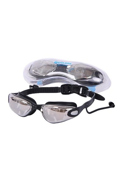Endless Stylish Swimming Goggle with Anti-Fog & UV Protection | Leak Proof | Black |Free Size| Silicon, PU