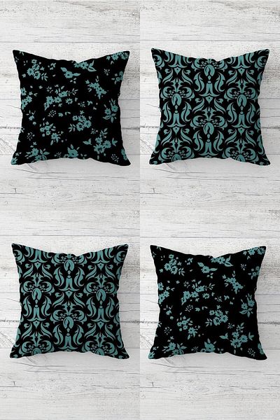 Pelangi Ethnic Shawl Patterned Floral Concealed Zippered Throw Pillow Cover Sofa Pillow Cover Set (4pcs)