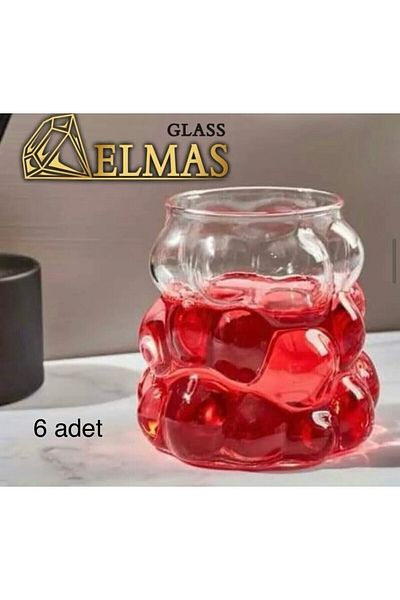 DİBA AVM Coffee Side Water Cup Set 6 Pcs Grape Model Coffee Side Presentation Cup/ Mini 70 ml Volume/Length 5 cm