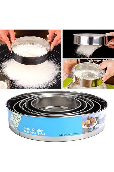 mastergold Stainless Steel Baking Flour Strainer Set 5 Sizes | Round Fine Mesh Strainer | Flour Sifter