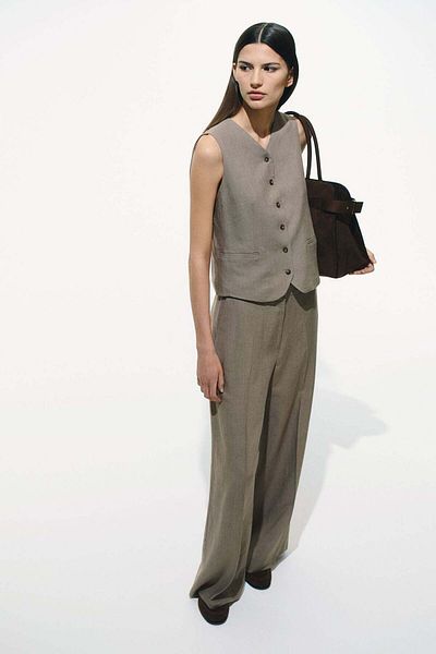 H&M Wide Linen-blend Trousers