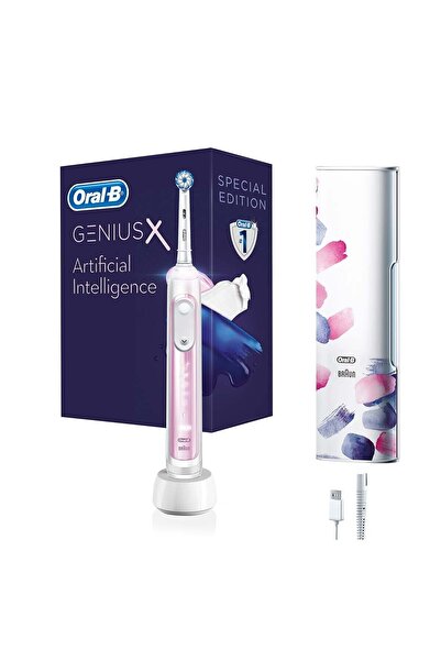 Oral-B Genius X AI Art of Brushing Blush Pink Şarj Edilebilir Diş Fırçası Seyahat Kabı