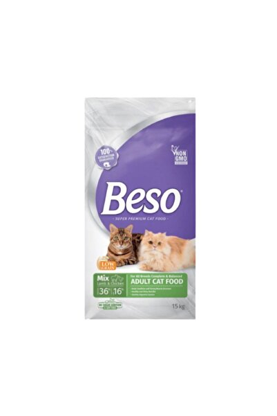 Beso طعام جاف متكامل ومتوازن للقطط البالغة من لحم الضأن والدجاج - 15 كجم