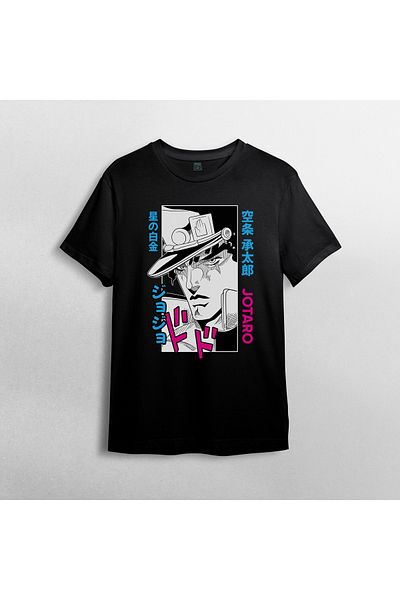 Pixxa Jojo's Bizarre Adventure Jotaro Crew Neck 100% βαμβακερό μπλουζάκι - Μοντέλο 1