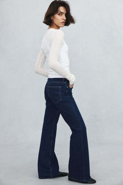 H&M بنطال جينز واسع الساق