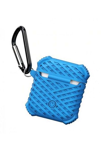 Generic Casual Silicone AirPods Protective Case Cover with Safety Ring BlueCoverUnbrand