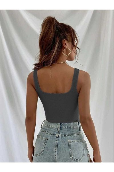 Rabi Shine Rabi̇ Shi̇ne Women's Strappy Lycra Crop Top Bustier Tank Top