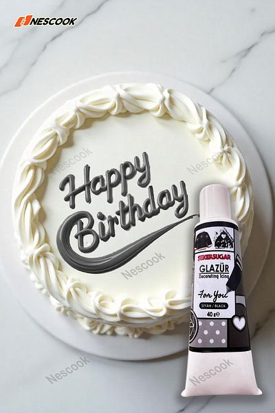 ŞEKER & SUGAR Ready Glaze / Writing on Cookies / Cookie Decoration / Siah Color 40Gr