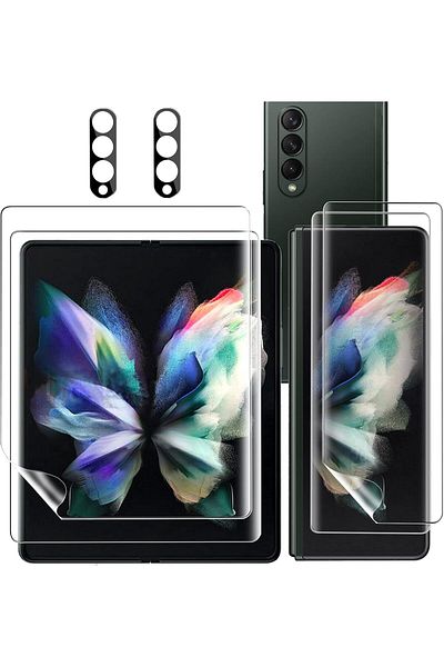 AWH Flexible TPU Screen Protector, 2 Packa Front & 2 Inside, 2 Tempered Glass Camera Lens Protectors