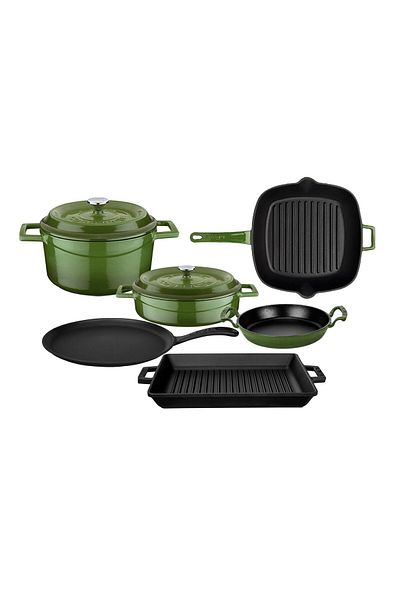 Lava Cast Iron 6X Trendy Series 8 Piece Cookware & Pans Set